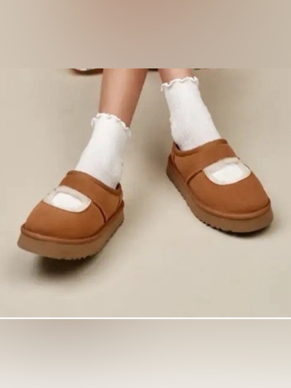 UGG Bea Mary Jane W Sz 8 Chestnut Suede Shearling Slip-On Clogs - Picture 11 of 11